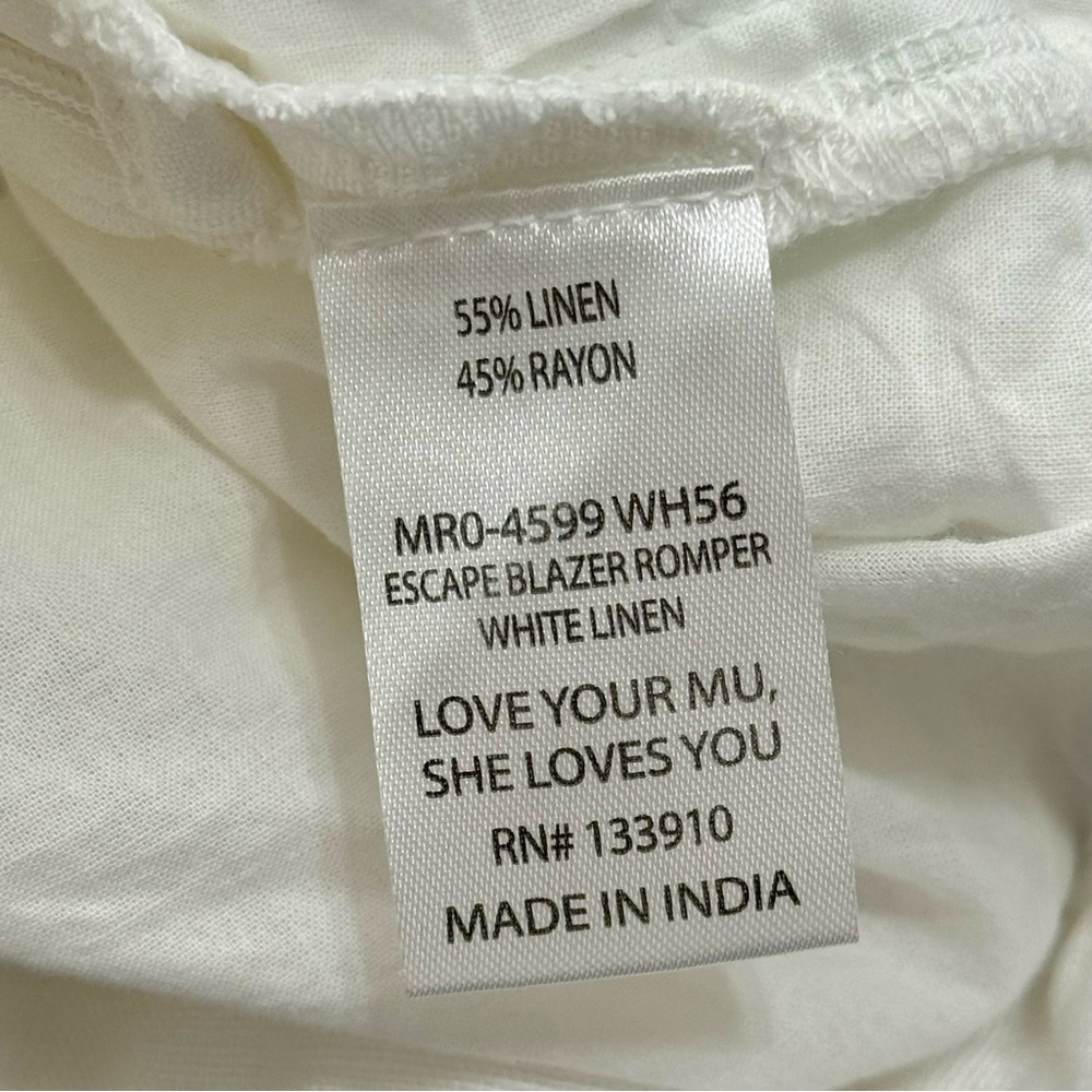 Show Me Your Mumu Escape Blazer Romper White Linen Rayon Blend Size XS - Picture 9 of 10